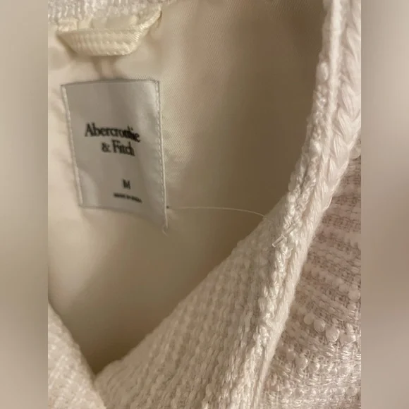 New Abercrombie &Fitch Collarless Tweed Women's Jacket. Cream (off white). M - Picture 6 of 14